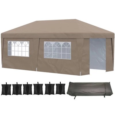 Outsunny 19' X 10' Large Party Tent, Height Adjustable Pop Up Canopy With Weight Bags And Wheeled Carry Bag 9 Outsunny 19' X 10' Large Party Tent, Height Adjustable Pop Up Canopy With Weight Bags And Wheeled Carry Bag - Image 7