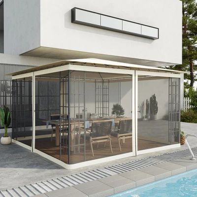 Outsunny 12' X 12' Replacement Mesh Sidewall Netting For Patio Gazebos And Canopy Tents With Zippers (Sidewall Only), Cream 3 Outsunny 12' X 12' Replacement Mesh Sidewall Netting For Patio Gazebos And Canopy Tents With Zippers (Sidewall Only), Cream