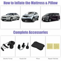 Costway Inflatable Car Air Backseat Mattress Flocking Travel SUV Camping Pad Pill & Pump -OUTSUNNY Sales GUEST 9472577a 6ec8 4a6c 91ab fd792c7f38ba