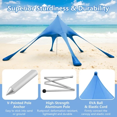 Costway 20 X 20 FT Beach Sunshade Canopy UPF50+ With Carry Bag & 8 Sandbags & Shovel 6 Costway 20 X 20 FT Beach Sunshade Canopy UPF50+ With Carry Bag & 8 Sandbags & Shovel - Image 4