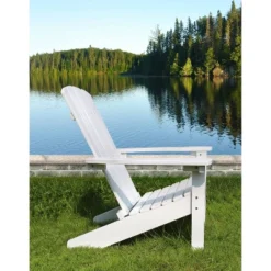 Lakeside Faux Wood Adirondack Outdoor Portable Chair White - Merry Products -OUTSUNNY Sales GUEST 9e254249 0108 4c33 adce 7fc8f5bbc0ed