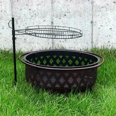 Sunnydaze Decor Sunnydaze Outdoor Heavy-Duty Height-Adjustable Fire Pit Cooking Grill Grate With 360-Degree Rotation - 24" 8 Sunnydaze Decor Sunnydaze Outdoor Heavy-Duty Height-Adjustable Fire Pit Cooking Grill Grate With 360-Degree Rotation - 24" - Image 6