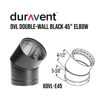 DuraVent 6DVL-E45 DVL Galvanized Steel/Stainless Steel Double Wall Wood Burning Stove 45 Degree Elbow Connector, 6 Inch Diameter 5 DuraVent 6DVL-E45 DVL Galvanized Steel/Stainless Steel Double Wall Wood Burning Stove 45 Degree Elbow Connector, 6 Inch Diameter - Image 3