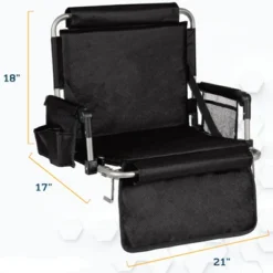 Alpcour Stadium Seat - Foldable, Padded Bleacher Chair With Backrest, Armrest, Pockets, & Cup Holder
