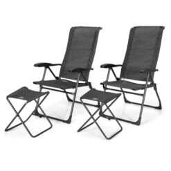Tangkula 4 PCS Outdoor Wicker Chaise Lounge Patio Lounge Chair Ottoman Set Camp Chairs W/7-Gear Adjustable Backrest -OUTSUNNY Sales GUEST a76801ba 3553 4f4f 87c3 e806bf405f61