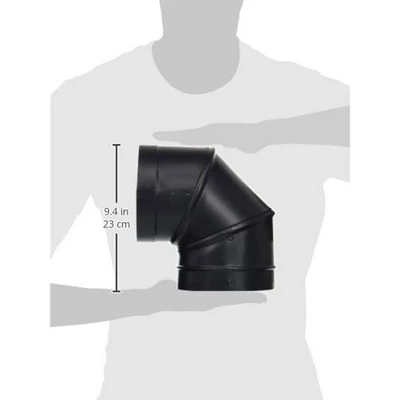DuraVent DuraBlack 6 Inch 24 Gauge 430 Stainless Steel Easy Installation Single Wall Wood Burning Stove 90 Degree Elbow Connector, Black 5 DuraVent DuraBlack 6 Inch 24 Gauge 430 Stainless Steel Easy Installation Single Wall Wood Burning Stove 90 Degree Elbow Connector, Black - Image 3