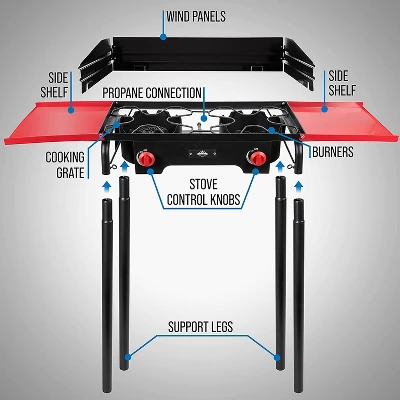Hike Crew Double-Burner Camping Stove, Portable Propane Stovetop W/Bag 6 Hike Crew Double-Burner Camping Stove, Portable Propane Stovetop W/Bag - Image 4