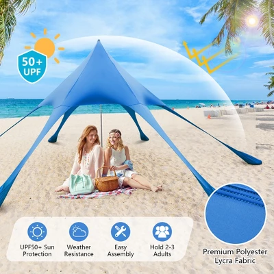 Costway 20 X 20 FT Beach Sunshade Canopy UPF50+ With Carry Bag & 8 Sandbags & Shovel 5 Costway 20 X 20 FT Beach Sunshade Canopy UPF50+ With Carry Bag & 8 Sandbags & Shovel - Image 3