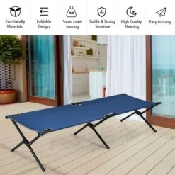 Costway Folding Camping Cot & Bed Heavy-Duty For Adults Kids W/ Carrying Bag 300LBS Blue -OUTSUNNY Sales GUEST affb4552 1159 47c7 b140 9615bcf11b9b