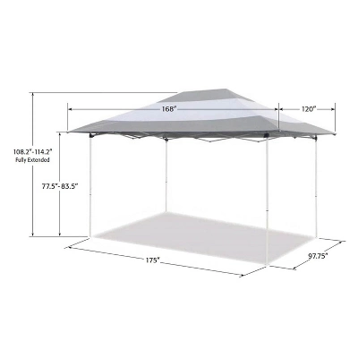 Z-Shade 14 X 10 Foot Prestige Instant Shade Outdoor Canopy Shelter Tent With Reliable Stakes, Steel Frame, And Rolling Bag, Grey & White 4 Z-Shade 14 X 10 Foot Prestige Instant Shade Outdoor Canopy Shelter Tent With Reliable Stakes, Steel Frame, And Rolling Bag, Grey & White - Image 2