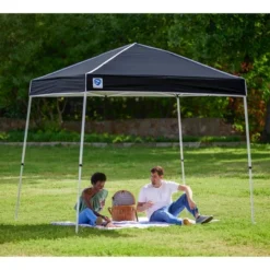 Z-Shade Angled Leg Canopy Tent With Push Button Locking System And 4 Pack Of 5 Pound Plastic Concrete Filled Leg Weight Plates, Black -OUTSUNNY Sales GUEST b296ff57 b7ec 414d 9237 ad9a49faf8e6