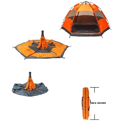GlareWheel Instant Pop Up Tent 4 Person Orange 4 GlareWheel Instant Pop Up Tent 4 Person Orange - Image 2