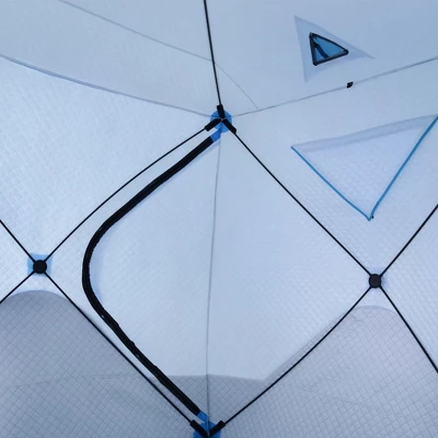 Outsunny 4 Person Ice Fishing Shelter With Padded Walls, Thermal Waterproof Portable Pop Up Ice Tent With 2 Doors, Light Blue 7 Outsunny 4 Person Ice Fishing Shelter With Padded Walls, Thermal Waterproof Portable Pop Up Ice Tent With 2 Doors, Light Blue - Image 5