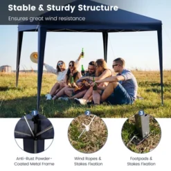 Costway Patio 10x10ft Outdoor Instant Pop-up Canopy Folding Sun Shelter Carry Bag Navy/Grey/White -OUTSUNNY Sales GUEST b8b57fba 3809 4f9e 920e 382b431d8ce8