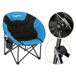 KingCamp Folding Portable Indoor And Outdoor Waterproof Saucer Lounge Camping And Bedroom Chair With Cup Holder And Back Storage Pocket, Black/Blue -OUTSUNNY Sales GUEST ba849ec9 b6c9 4c8d a811 ac4e67f96366