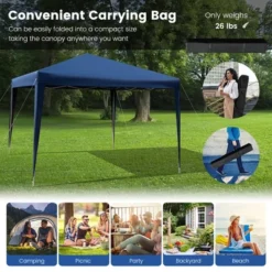Costway Patio 10x10ft Outdoor Instant Pop-up Canopy Folding Sun Shelter Carry Bag Navy/Grey/White -OUTSUNNY Sales GUEST bc3605e6 3ea1 473f 8a69 efdc4cf28cbf