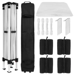 Emma And Oliver 10'x10' Weather Resistant, UV Coated Pop Up Canopy Tent With Sandbags And Wheeled Case -OUTSUNNY Sales GUEST bcf9c1f5 000c 4fcf 8683 3dfc7fbb27a6