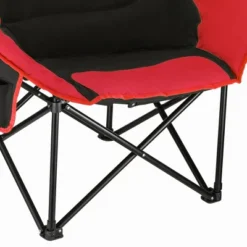 KingCamp Foldable Saucer Moon Lounge Chair With Cupholder Storage Pocket For Indoor Home Or Outdoor Camping And Tailgating Use, Black/Red -OUTSUNNY Sales GUEST bd413225 23e3 4e9f afc7 ca1fd8aa96ac