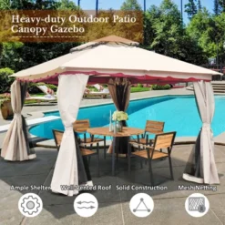 Tangkula 13'x10'Outdoor Canopy Gazebo Art Steel Frame 2-Tiers Party Patio Large Canopy Gazebo W/Netting&Side Walls -OUTSUNNY Sales GUEST bd524d72 591a 499d a037 21e83fb72903
