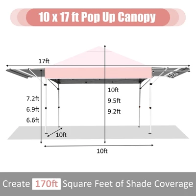 Tangkula 10x17ft Pop Up Canopy 3 Height Adjustment Folding Tent With Roller Bag 8 Tangkula 10x17ft Pop Up Canopy 3 Height Adjustment Folding Tent With Roller Bag - Image 6