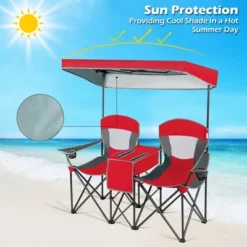 Costway Portable Folding Camping Canopy Chairs W/ Cup Holder Cooler Outdoor Red -OUTSUNNY Sales GUEST c2d99274 bed1 43ee a677 79b1a962e186