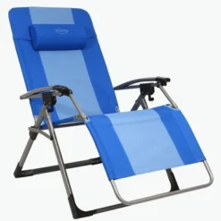 Kamp-Rite KAMPAC186 Outdoor Furniture Camping Beach Patio Sports Oversized Anti Gravity Folding Reclining Chair, Blue (2 Pack)