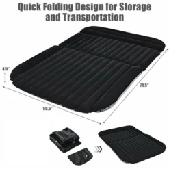Costway Inflatable SUV Air Backseat Mattress Flocking Travel Pad W/Pump Camping Outdoor
