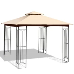 Tangkula 2-Tiers 10'x10' Outdoor Canopy Gazebo Heavy-Duty Steel Frame Party Patio Large Canopy L-Shaped Gazebo Beige/Grey -OUTSUNNY Sales GUEST cf2d8c46 5b7b 44aa 821d 23bc867592a9