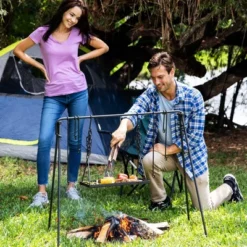 Bruntmor Cast Iron Outdoor Portable Swing Hanging Campfire Cooking Stand -OUTSUNNY Sales GUEST d3334b8d d59a 490b 8838 fd8facde74bb