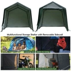 Costway 8'x14' Patio Tent Carport Storage Shelter Shed Car Canopy Heavy Duty Green -OUTSUNNY Sales GUEST d415640e 9d6a 40d2 87b1 6d27b79bc4b8