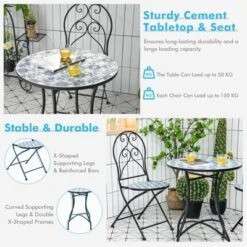 Tangkula 2PCS Outdoor Mosaic Folding Bistro Chairs Patio Chairs With Ceramic Tiles Seat And Exquisite Floral Pattern Blue Seat -OUTSUNNY Sales GUEST d874277c 06c3 4c8a 9fcf 813aea508f63