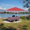 Z-Shade 10 X 10 Foot Push Button Angled Leg Instant Shade Outdoor Canopy Tent Portable Shelter With Steel Frame And Storage Bag, Red -OUTSUNNY Sales GUEST d8f4873e 805e 4ee6 816a 9d05a4a9a61a