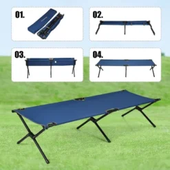 Costway Folding Camping Cot & Bed Heavy-Duty For Adults Kids W/ Carrying Bag 300LBS Blue -OUTSUNNY Sales GUEST dc8f2433 374c 4473 9a8f 16c071e44f76