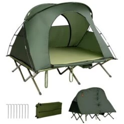 Tangkula 2-Person Folding Camping Tent Cot Outdoor Elevated Tent W/External Cover Green/Gray 9 Tangkula 2-Person Folding Camping Tent Cot Outdoor Elevated Tent W/External Cover Green/Gray -OUTSUNNY Sales GUEST dd7b4708 5164 41be 82c0 1b21781bd3a1