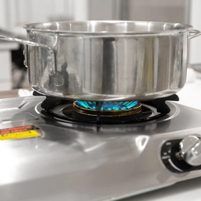 XtremepowerUS Deluxe Propane Gas Range Stove 2 Burner Cooktop Auto Ignition Camping, Stainless Steel 4 XtremepowerUS Deluxe Propane Gas Range Stove 2 Burner Cooktop Auto Ignition Camping, Stainless Steel - Image 2