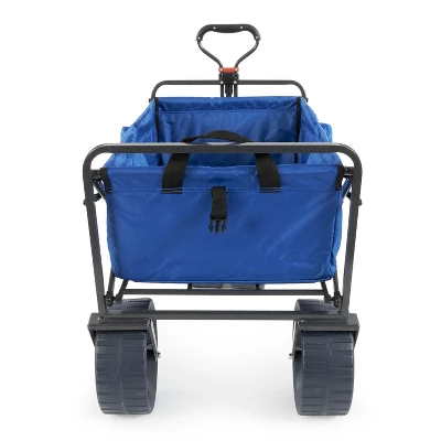 Mac Sports Heavy Duty Steel Frame Collapsible Folding 150lbs. Capacity Outdoor Beach Garden Utility Wagon Cart With All Terrain Wheels - Blue/Black 4 Mac Sports Heavy Duty Steel Frame Collapsible Folding 150lbs. Capacity Outdoor Beach Garden Utility Wagon Cart With All Terrain Wheels - Blue/Black - Image 2