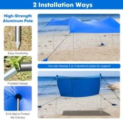 Tangkula 7'x7' Beach Tent Canopy W/ 4 Poles Sandbag Anchors UPF50+ Blue/Green/Purple -OUTSUNNY Sales GUEST e5fb81a5 9c75 48e4 b7e8 296354cecbe4