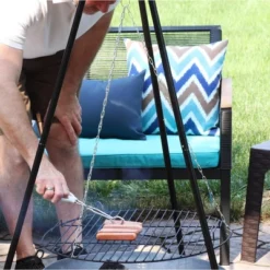 Sunnydaze Decor Sunnydaze Outdoor Camping Or Backyard Steel Tripod Fire Pit Cooking Grilling BBQ Grate - 22" - Black -OUTSUNNY Sales GUEST ed3cf943 de4d 4c1b ac13 6e706955c1b0