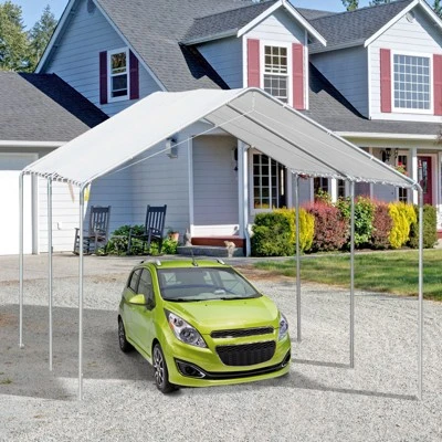 Outsunny 10'x20' Carport Heavy Duty Galvanized Car Canopy With Included Anchor Kit, 3 Reinforced Steel Cables 3 Outsunny 10'x20' Carport Heavy Duty Galvanized Car Canopy With Included Anchor Kit, 3 Reinforced Steel Cables