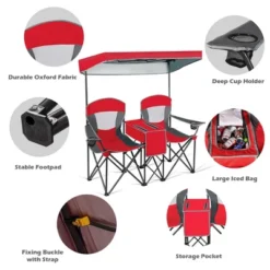 Costway Portable Folding Camping Canopy Chairs W/ Cup Holder Cooler Outdoor Red -OUTSUNNY Sales GUEST edc8540a f66e 46f9 b328 75051ff8aabe