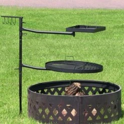 Sunnydaze Decor Sunnydaze Outdoor Camping Or Backyard Steel Adjustable Cooking Grilling Fire Pit BBQ Stake With 2 Swivel Swing Grates -OUTSUNNY Sales GUEST f0c0749c 9cc5 460f 91f7 d01012d2f322
