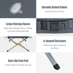 Costway Folding Camping Cot Heavy-duty Camp Bed W/Carry Bag For Beach Traveling Vocation Grey -OUTSUNNY Sales GUEST f1ab818d d63c 46c5 a9ab af4c686f2c8c
