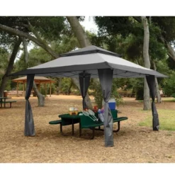Z-Shade 13 X 13 Foot Adjustable Height Instant Gazebo Outdoor Canopy Patio Shelter Tent With Stakes, Steel Frame, And Storage Carry Bag, Gray -OUTSUNNY Sales GUEST f4369383 fd06 4b9c a170 b3e9f6da42e0