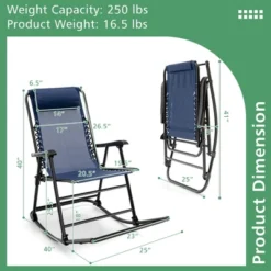 Costway Patio Camping Rocking Chair Folding Rocker Footrest Lightweight Outdoor RedNavyBeigeGreyBlue -OUTSUNNY Sales GUEST f452d800 5d9a 43ce 9cf7 4202239f280f
