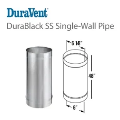DuraVent DuraBlack 6DBK-48SS Stainless Steel Single Wall Wood Burning Stove Pipe Connector To Vent Smoke And Exhaust, 48 Inches Long X 6 Inch Diameter -OUTSUNNY Sales GUEST f6dd175f 2c7e 47f9 8a82 0acb86befe73