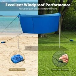 Tangkula 7'x7' Beach Tent Canopy W/ 4 Poles Sandbag Anchors UPF50+ Blue/Green/Purple -OUTSUNNY Sales GUEST f80f5564 5000 4cbf 8c49 5e9e6fdcbee2