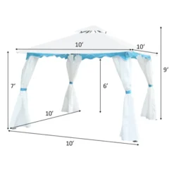 Tangkula 2 Tier 10'x10'Patio Steel Gazebo Outdoor Canopy Tent Steel Frame Shelter Awning W/Side Walls For Patio Yard Garden -OUTSUNNY Sales GUEST f8a7e206 3a51 495c 9785 34bbc427d46b