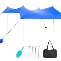 Tangkula 7'x7' Beach Tent Canopy W/ 4 Poles Sandbag Anchors UPF50+ Blue/Green/Purple -OUTSUNNY Sales GUEST f8b50668 4f00 474e 9cd2 adbec070dc1b