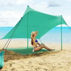 Costway Family Beach Tent Canopy W/ 4 Poles Sandbag Anchors 7'x7' UPF50+ Green -OUTSUNNY Sales GUEST fa7f3455 975e 4b19 88f6 8ec909e5b36e